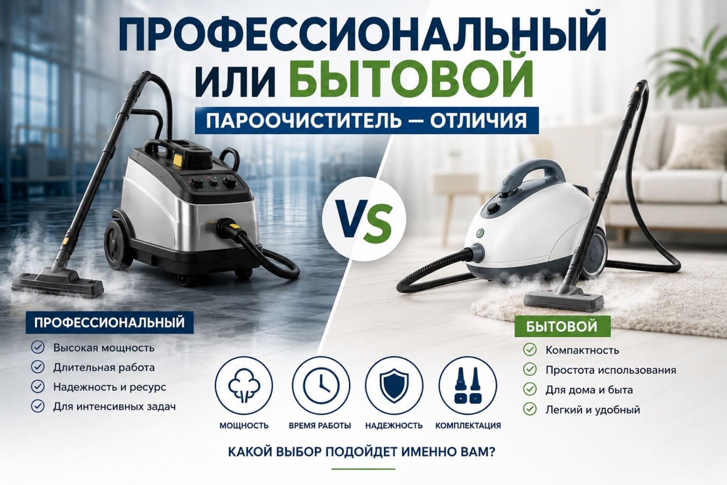 Профессиональный или бытовой пароочиститель — отличия