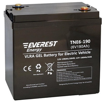 Гелевые аккумуляторы - Аккумулятор тяговый  EVEREST Energy TNE 6-190