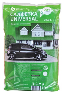 Уборочный инвентарь для автомойки -  GRASS Салфетка из 100% микрофибры, 10 шт.